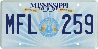 MS license plate MFL259