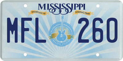 MS license plate MFL260