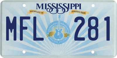 MS license plate MFL281