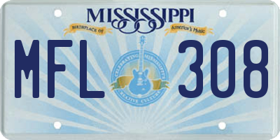 MS license plate MFL308