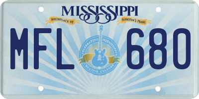 MS license plate MFL680