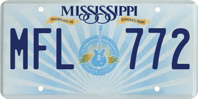 MS license plate MFL772