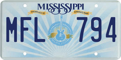 MS license plate MFL794