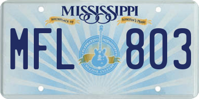 MS license plate MFL803
