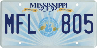 MS license plate MFL805