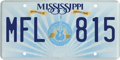 MS license plate MFL815