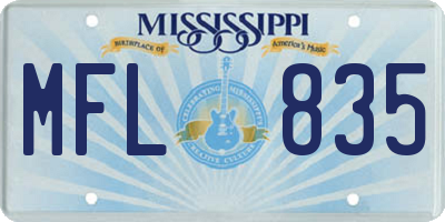 MS license plate MFL835