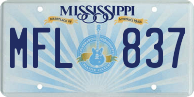 MS license plate MFL837