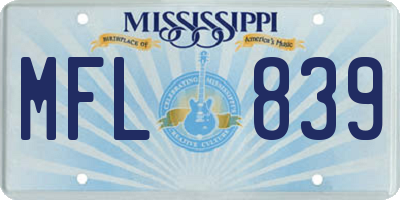 MS license plate MFL839