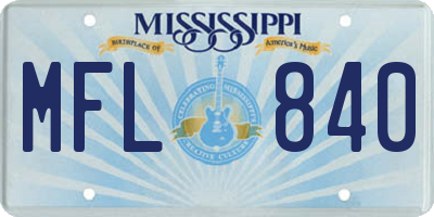 MS license plate MFL840