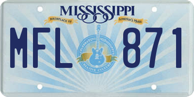 MS license plate MFL871