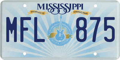 MS license plate MFL875