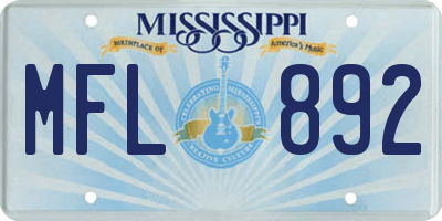 MS license plate MFL892