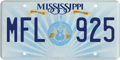 MS license plate MFL925
