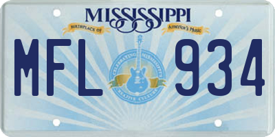 MS license plate MFL934