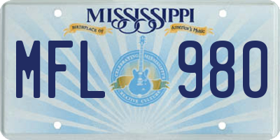 MS license plate MFL980