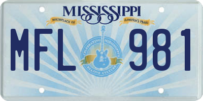 MS license plate MFL981