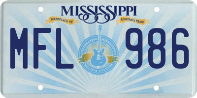 MS license plate MFL986