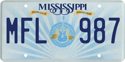 MS license plate MFL987