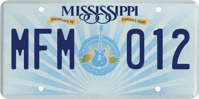 MS license plate MFM012