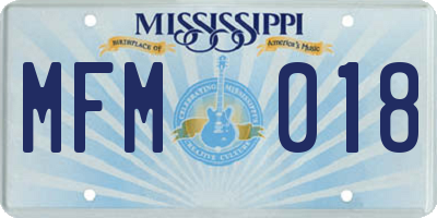 MS license plate MFM018