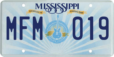 MS license plate MFM019