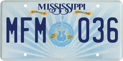 MS license plate MFM036