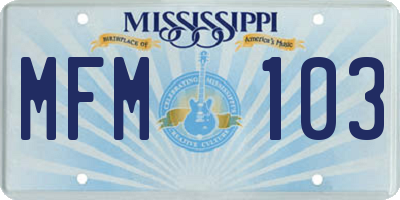 MS license plate MFM103
