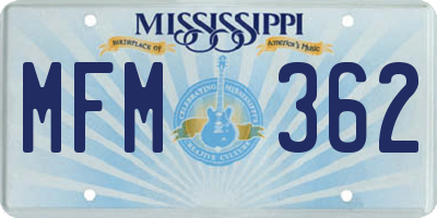 MS license plate MFM362