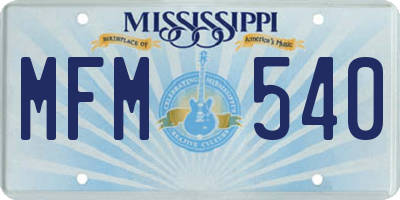 MS license plate MFM540