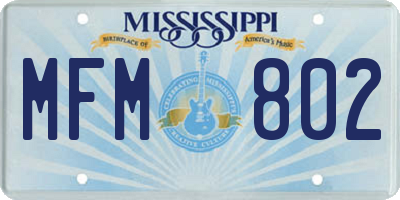 MS license plate MFM802