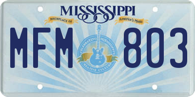 MS license plate MFM803