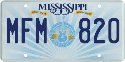MS license plate MFM820