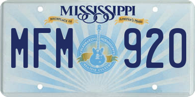 MS license plate MFM920