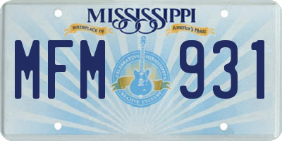 MS license plate MFM931