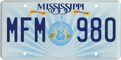 MS license plate MFM980