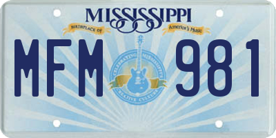 MS license plate MFM981