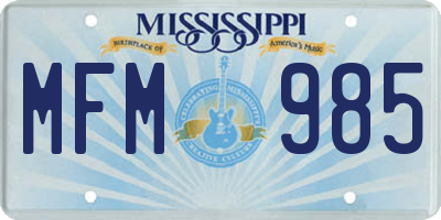 MS license plate MFM985