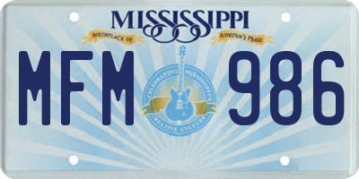 MS license plate MFM986