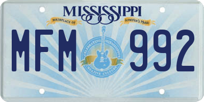 MS license plate MFM992