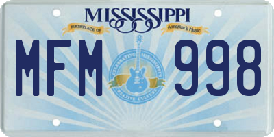 MS license plate MFM998