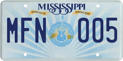 MS license plate MFN005