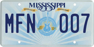 MS license plate MFN007