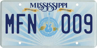 MS license plate MFN009