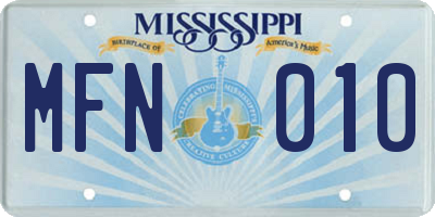MS license plate MFN010