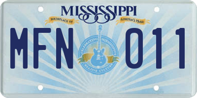MS license plate MFN011