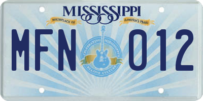 MS license plate MFN012