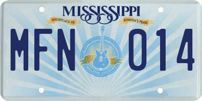 MS license plate MFN014