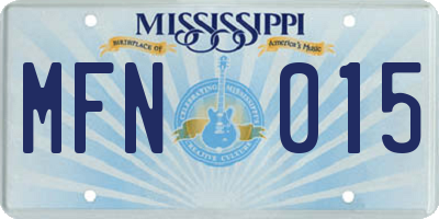 MS license plate MFN015