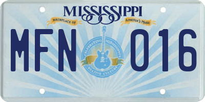 MS license plate MFN016